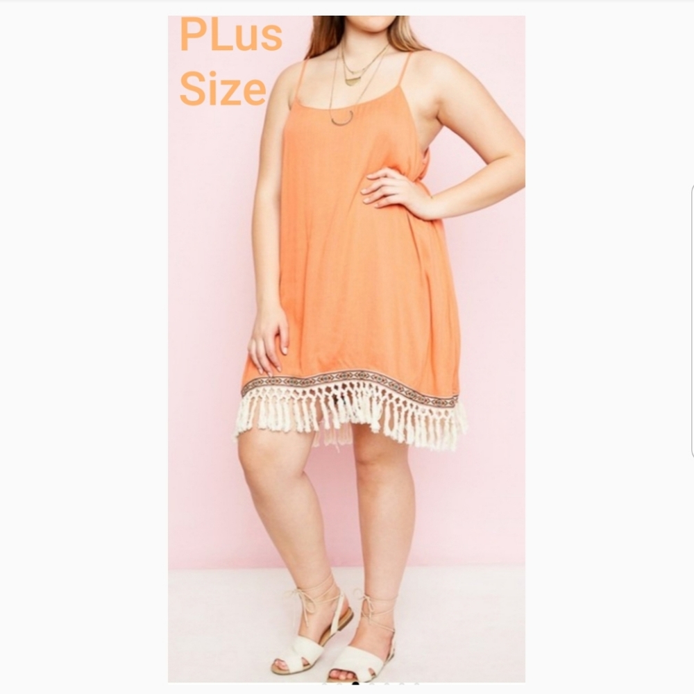 Bohemian fringe dress with embroidery hem detail